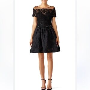 Marchesa Notte black brocade embroidered mini dress size 6